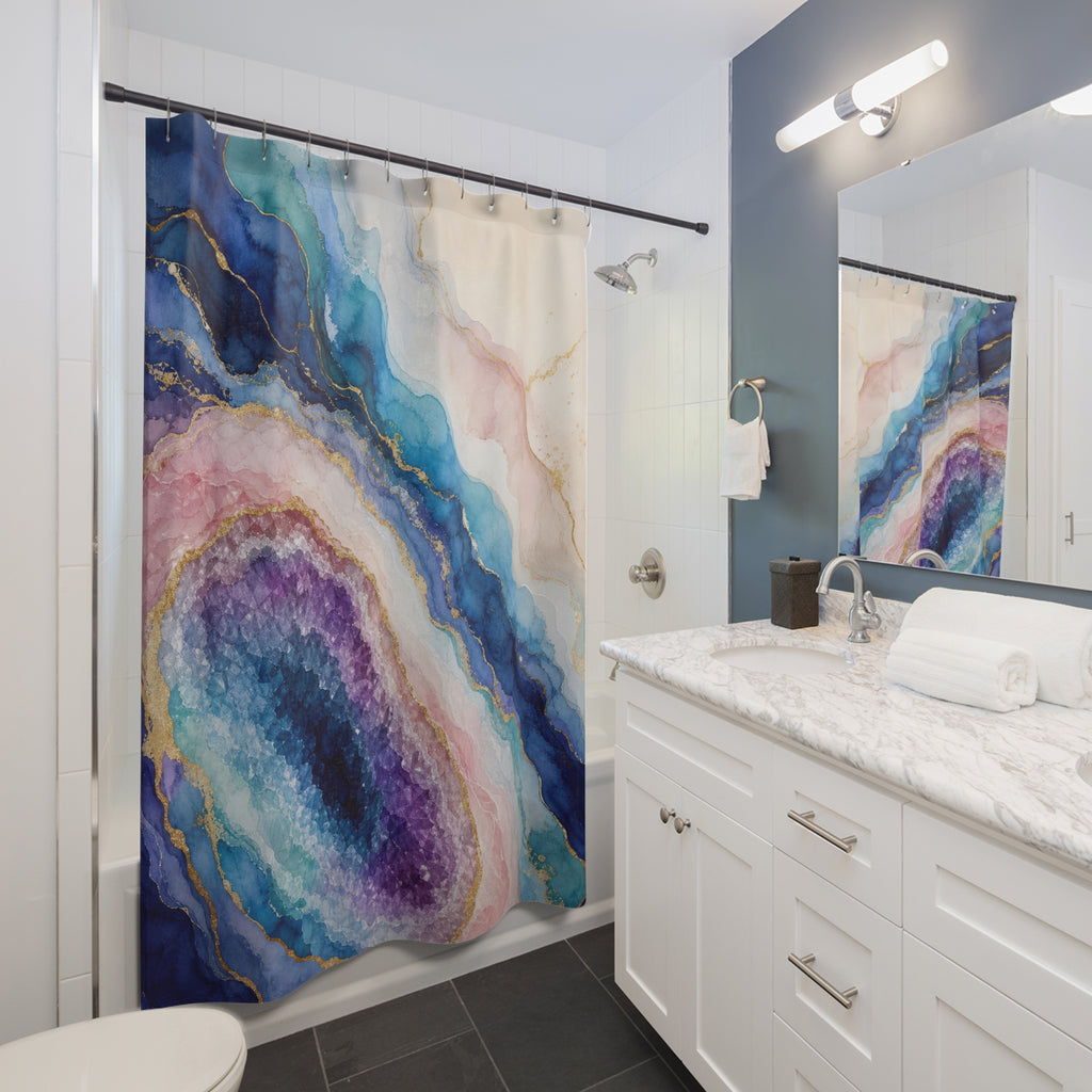 Aurora Geode Abstract Shower Curtain