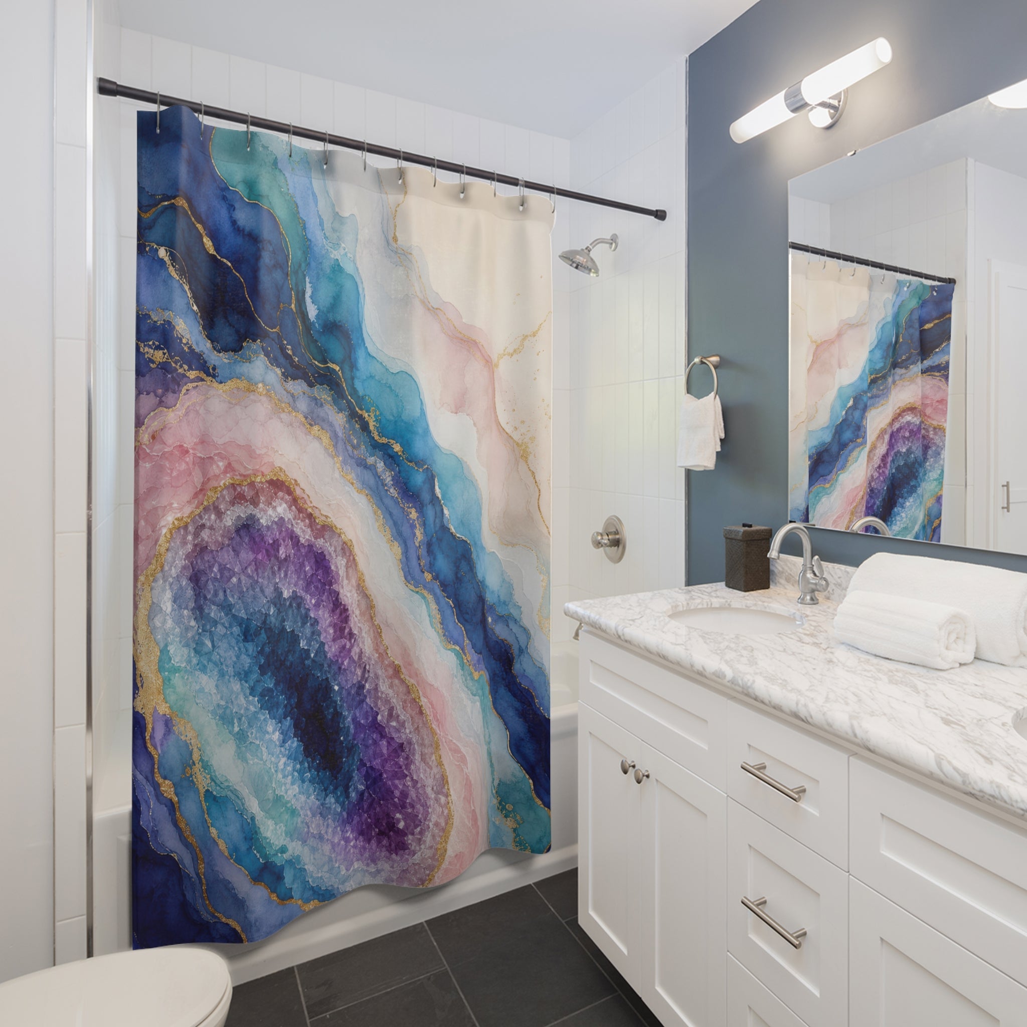 Aurora Geode Abstract Shower Curtain