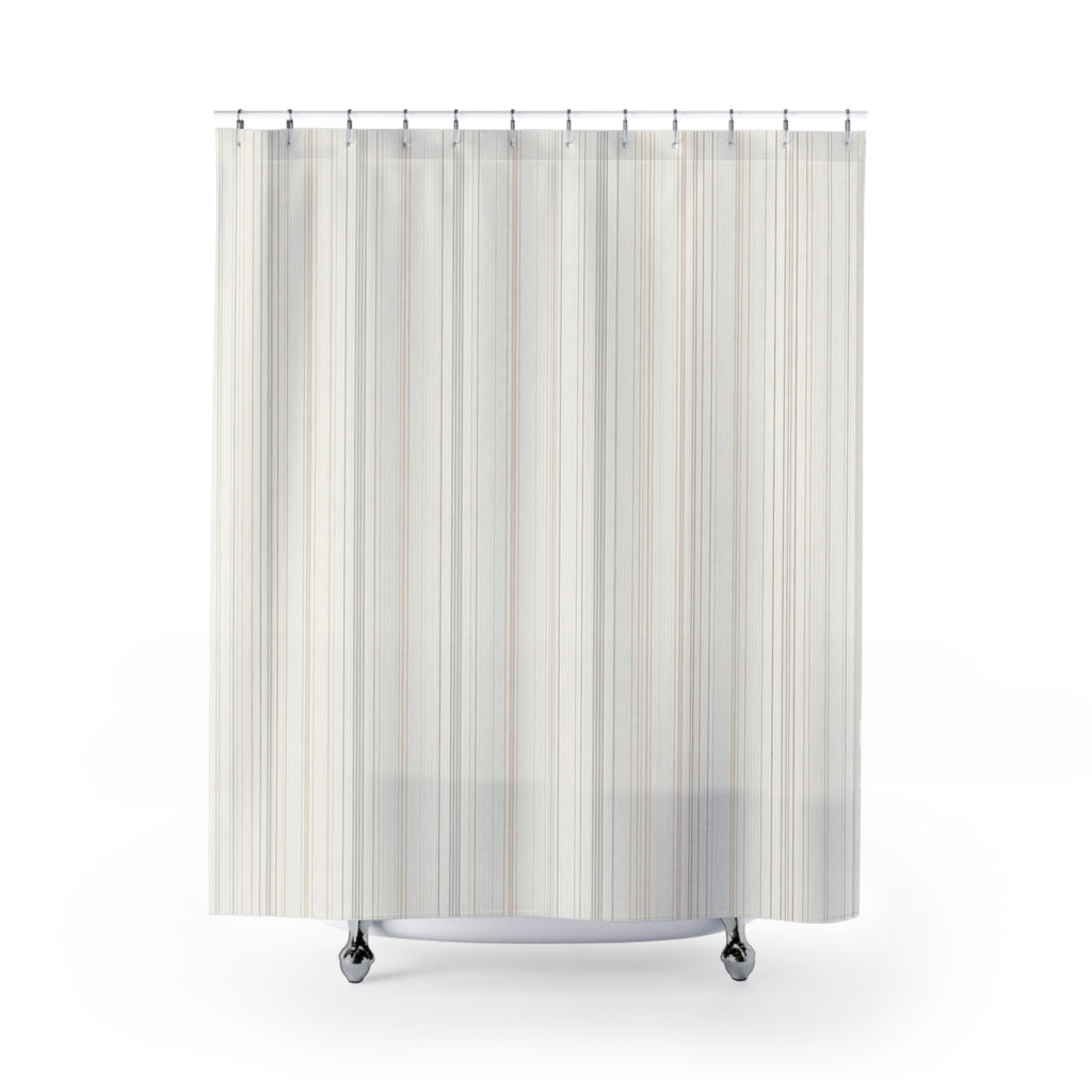 Dense Cream Beige Pinstripe Shower Curtain