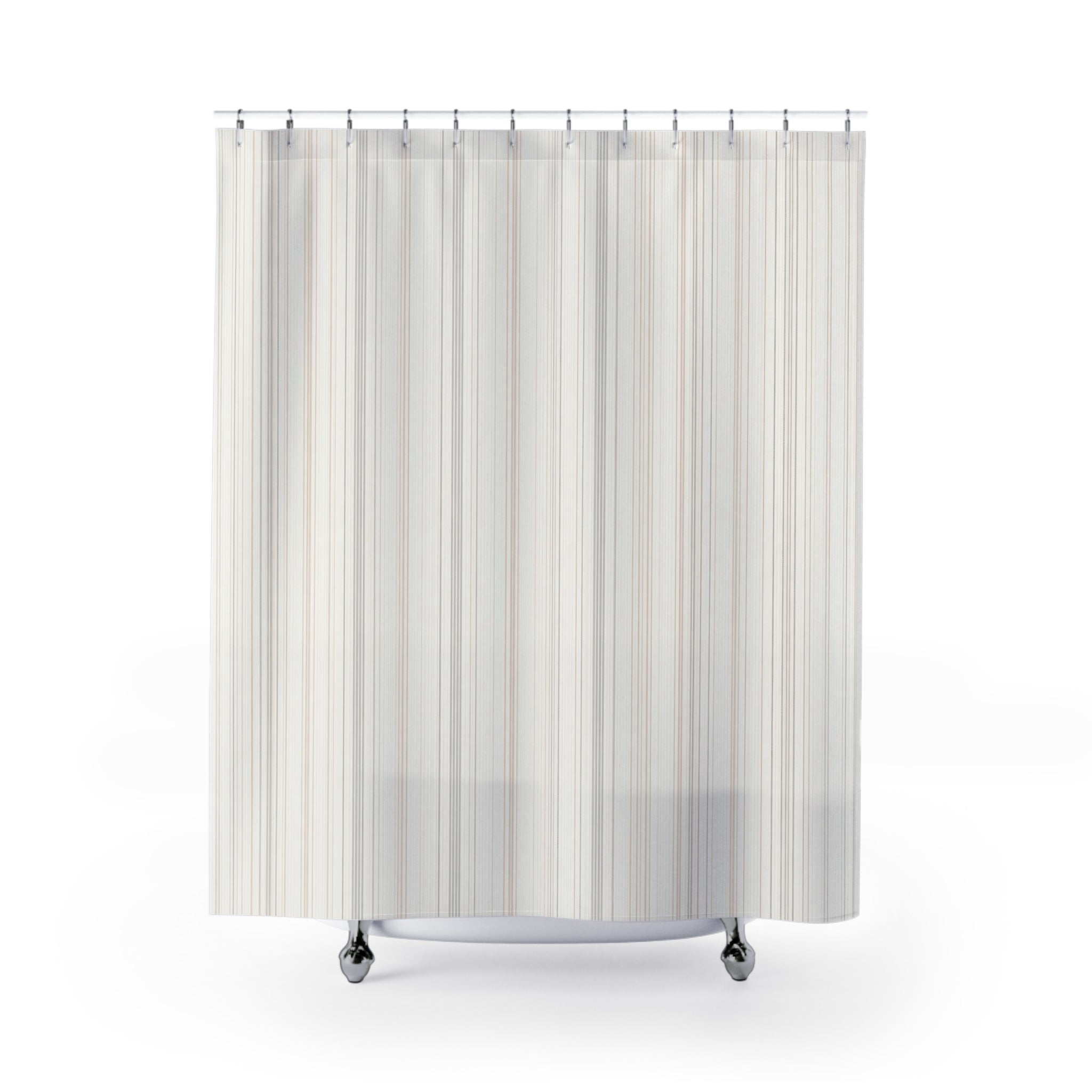 Dense Cream Beige Pinstripe Shower Curtain