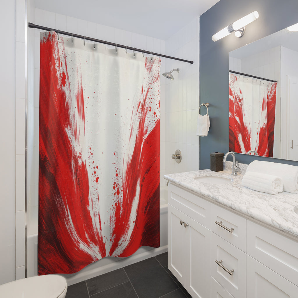 White Abstract Brushstroke Shower Curtain