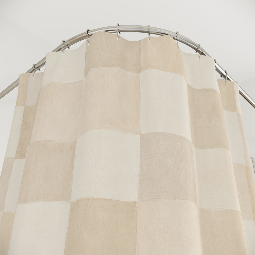 Ivory Cream Checkerboard Shower Curtain