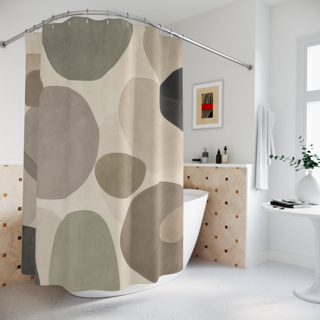 Sage Taupe Pebble Shape Shower Curtain
