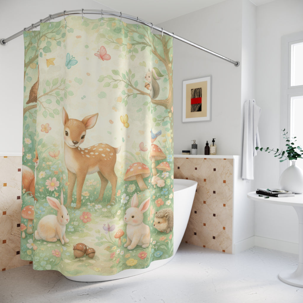 Woodland Animals Shower Curtain – Pastel Storybook