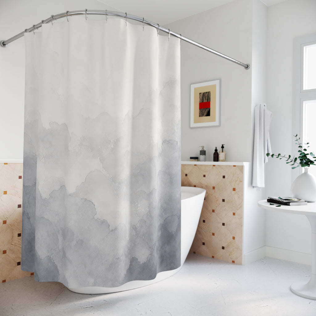 Grey White Watercolor Shower Curtain
