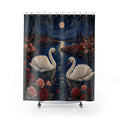 Moonlit Swan Valentine Shower Curtain