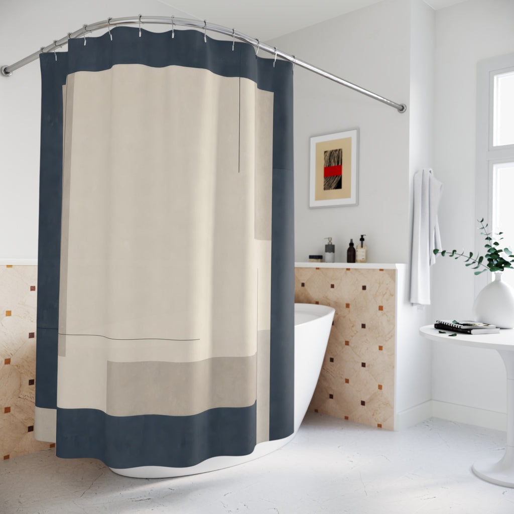 Beige Gray Modern Navy Shower Curtain: Beige Gray Modern Showe
