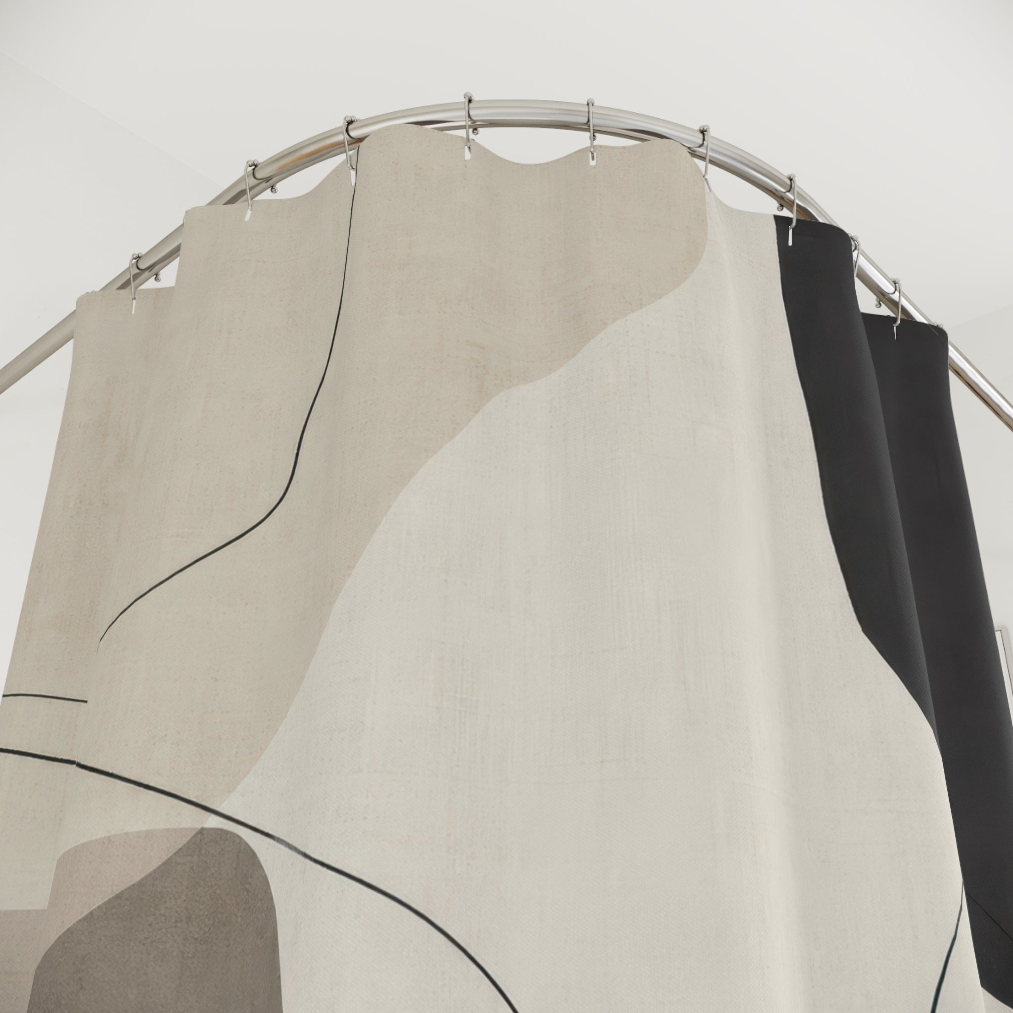 Black Beige Organic Shape Shower Curtain