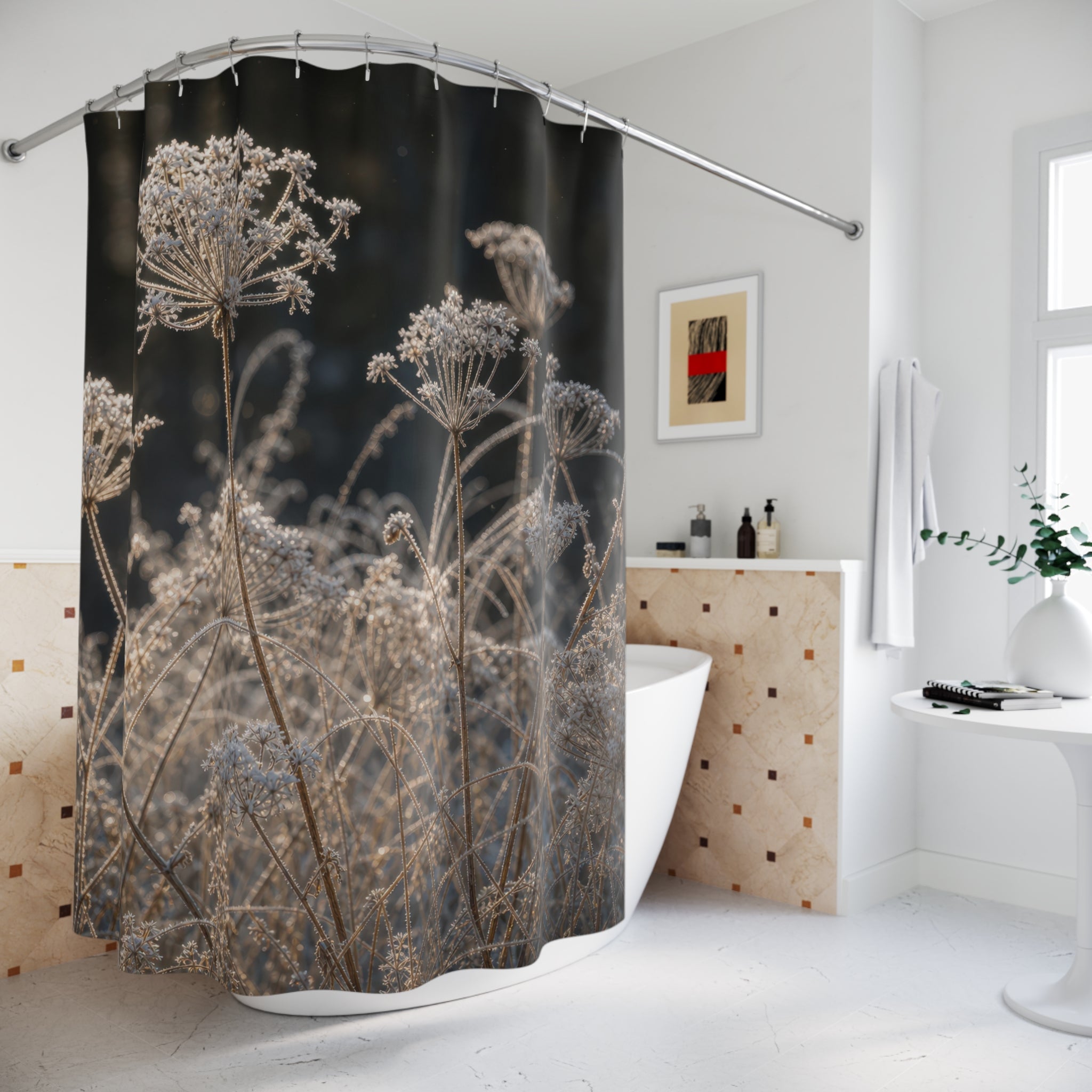 Frosted Queen Anne Lace Photo Shower Curtain