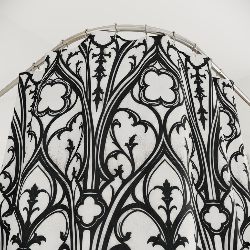Black White Cathedral Arch Shower Curtain