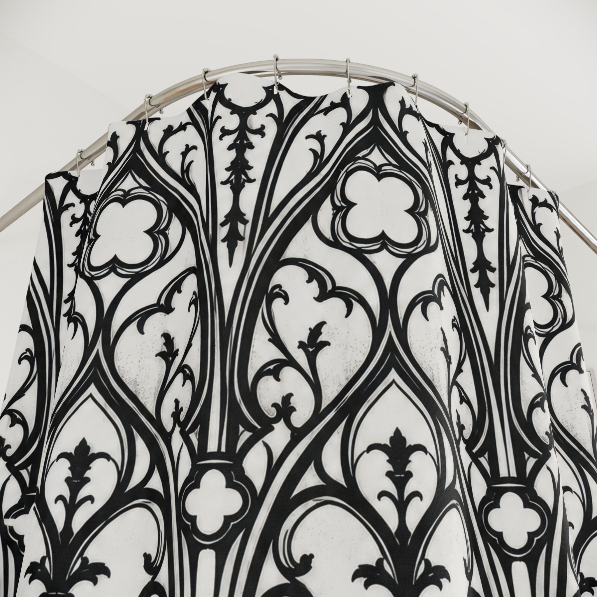 Black White Cathedral Arch Shower Curtain