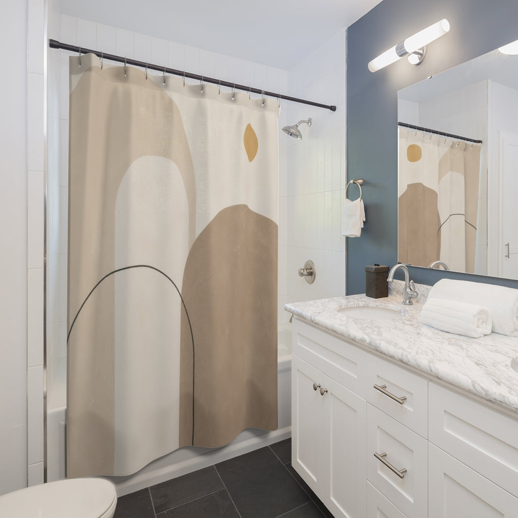 Beige Camel Rounded Arch Shower Curtain