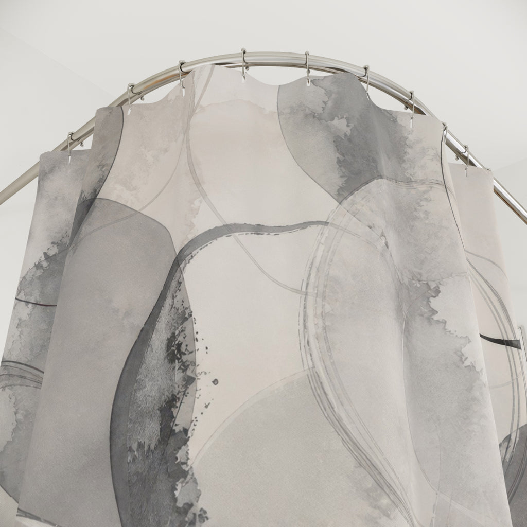 Gray Watercolor Circle Shower Curtain