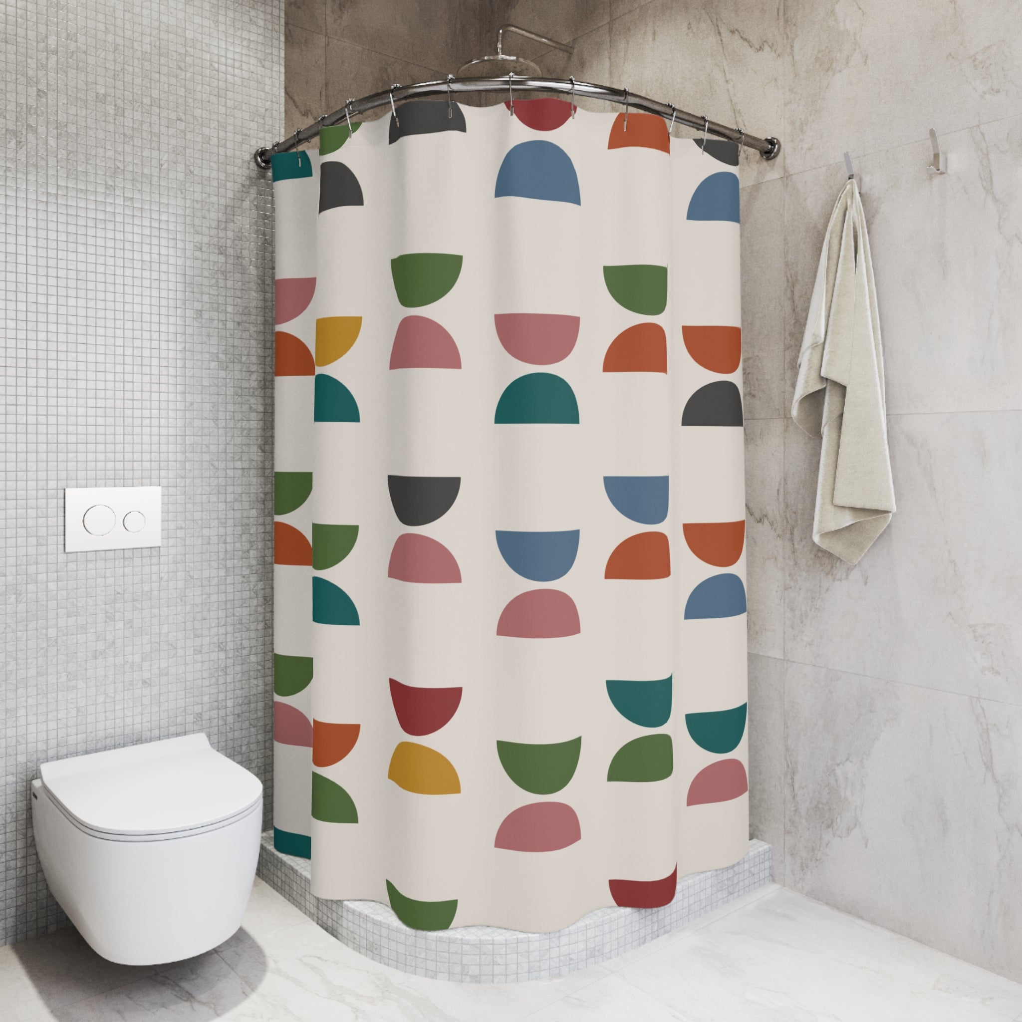 Mid Century Half Moon Shower Curtain — Retro Color