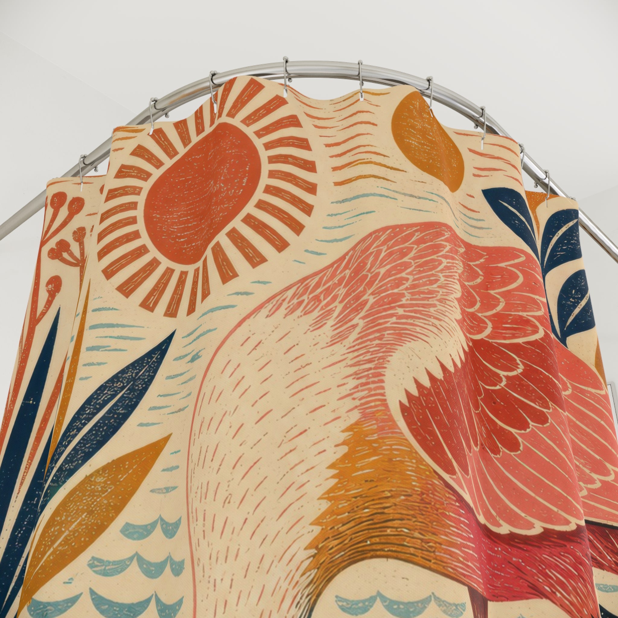 Folk Art Spoonbill Shower Curtain
