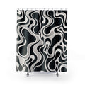 Black White Retro Blob Shower Curtain
