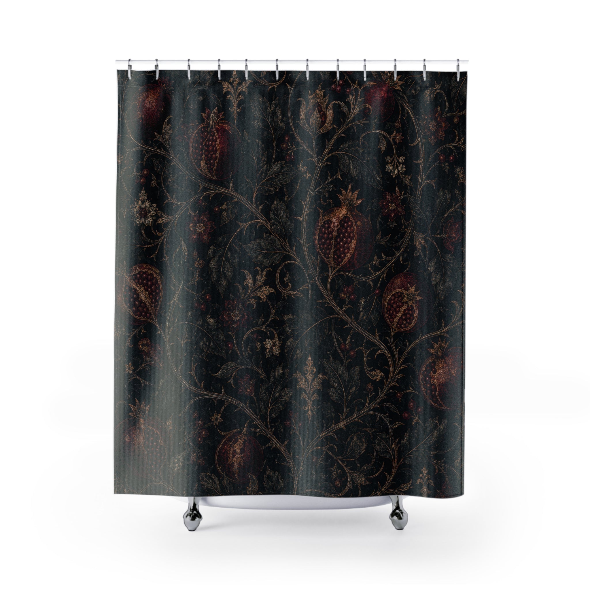 Dark Pomegranate Vine Shower Curtain
