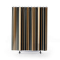 Black Brown Striped Shower Curtain, Modern Geometric Bath Decor, Cream Tan Vertical Stripe Pattern, Warm Neutral Bathroom Decor Style