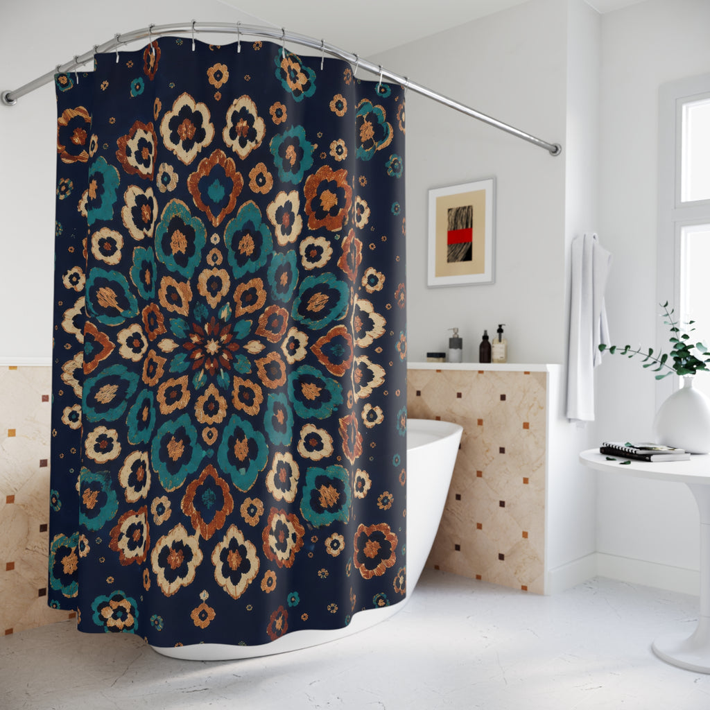 Midnight Leopard Rosette Medallion Shower Curtain