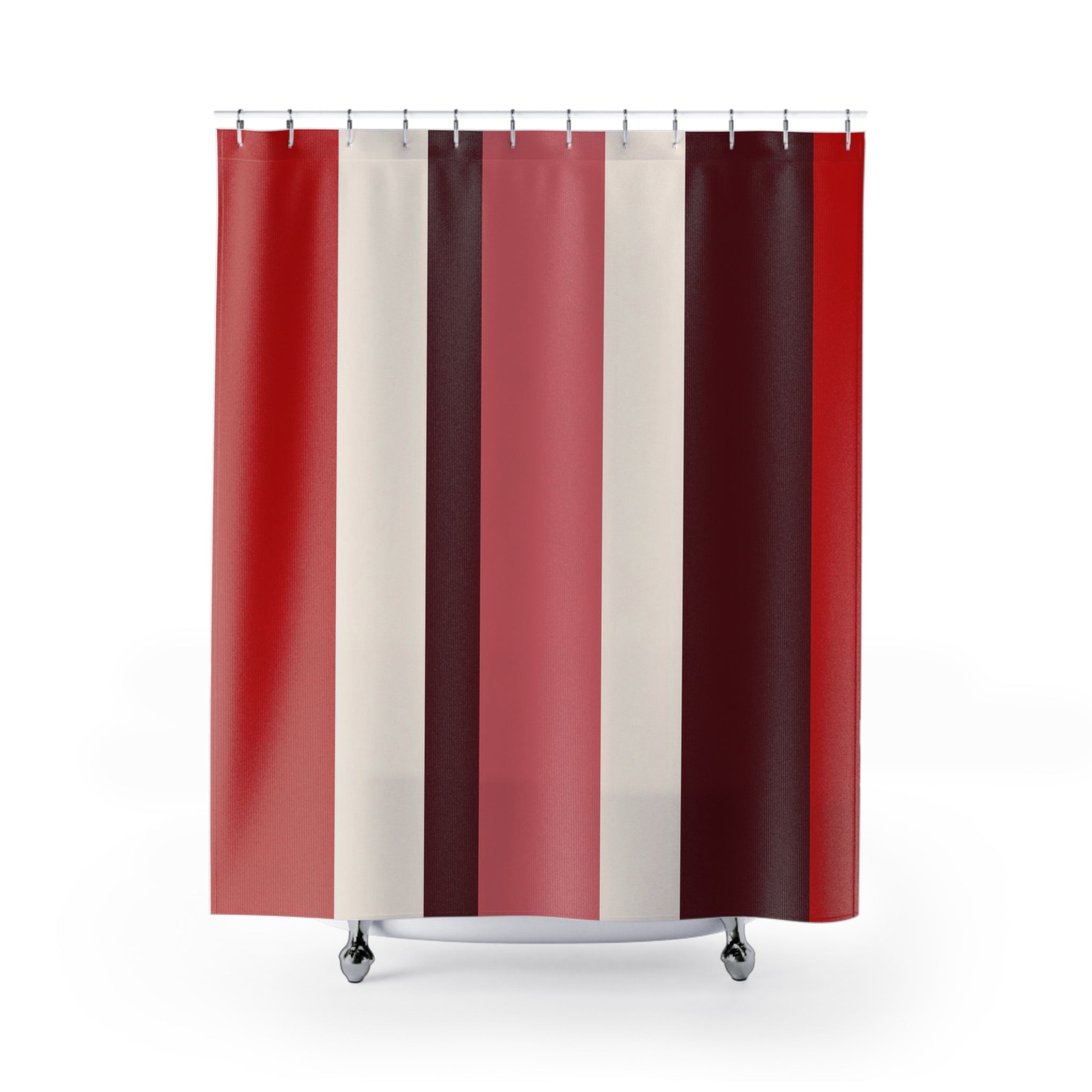 Bold Red Block Stripe Shower Curtain, Red Burgundy Modern Bathroom Decor, Modern Stripe Bath Curtain, Guest Bath Decor, Small Bathroom Decor