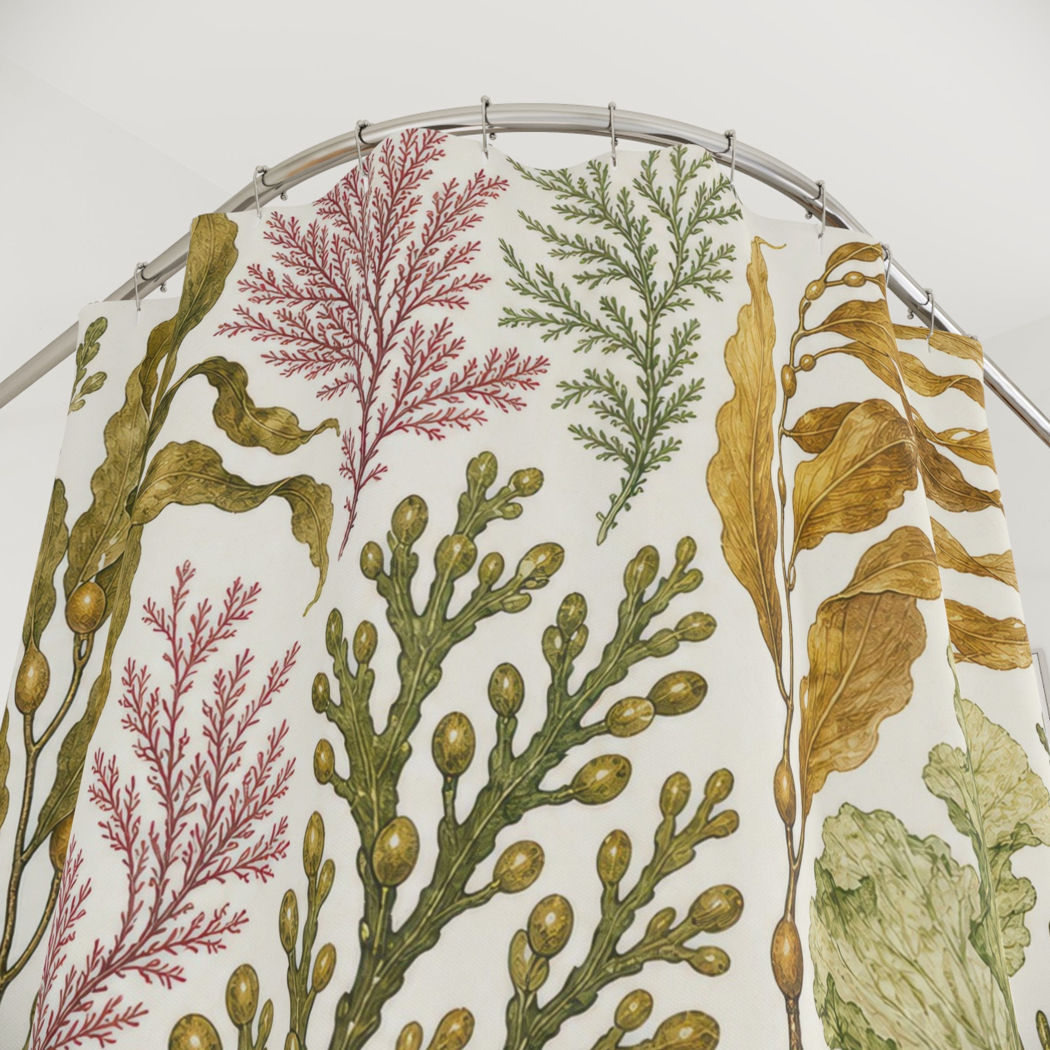 Coastal Coral Botanical Sea Garden Shower Curtain