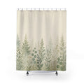 Minimal Green Tree Edge Print Shower Curtain