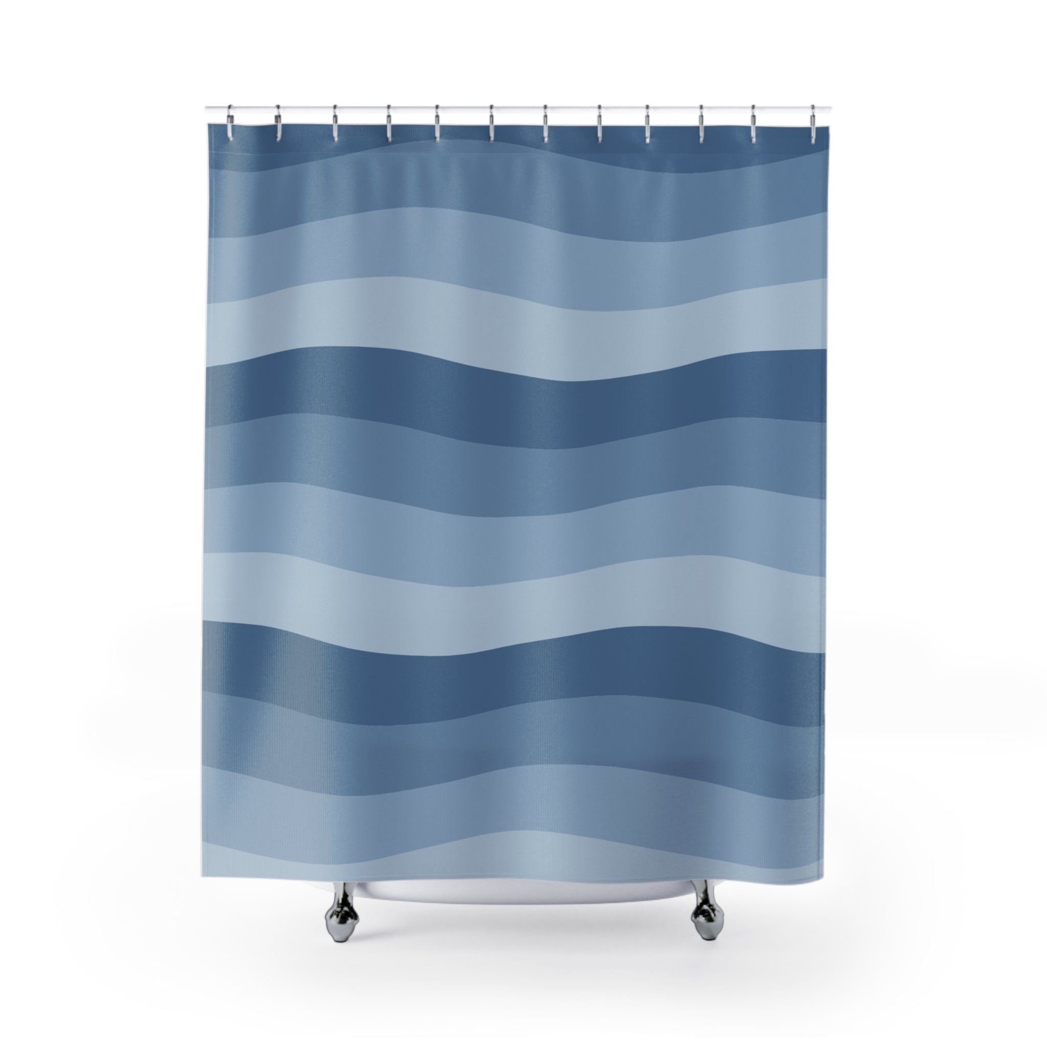 Dusty Blue Shower Curtain: Wavy Stripe