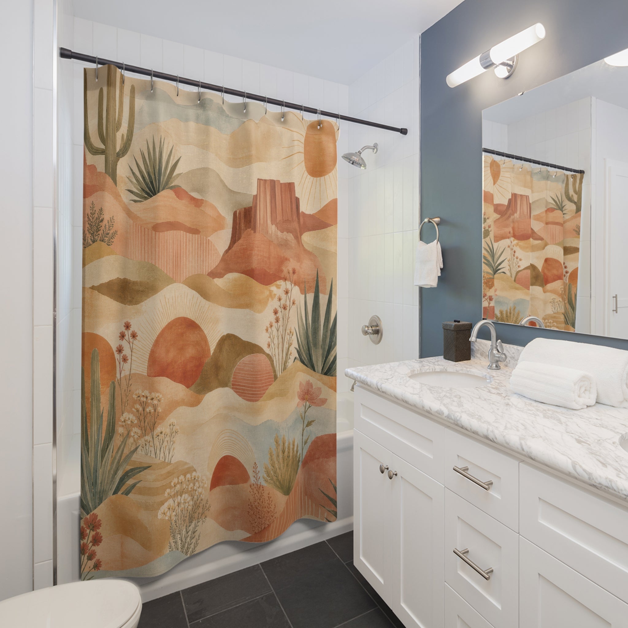 Desert Shower Curtain: Southwestern Landscape Pattern