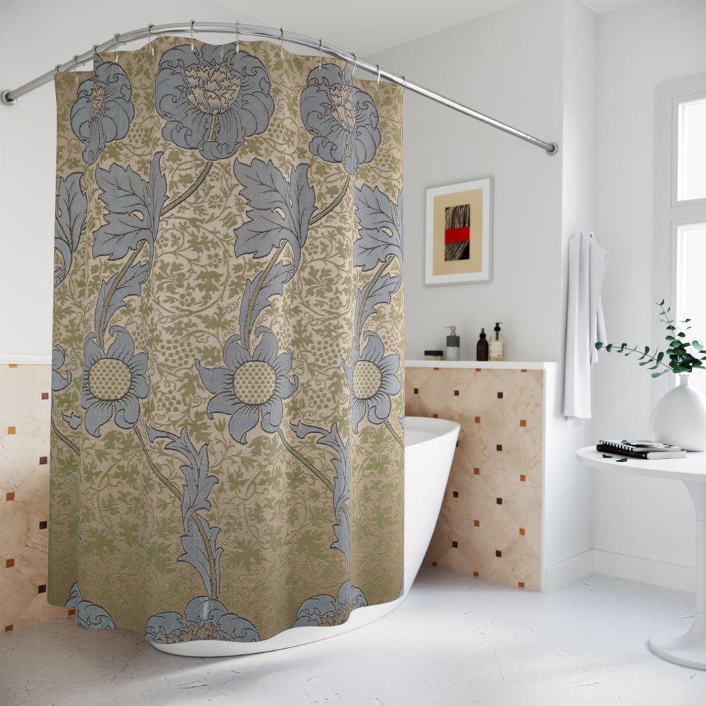 Morris Kennet Shower Curtain – Indigo Sunflower Botanical