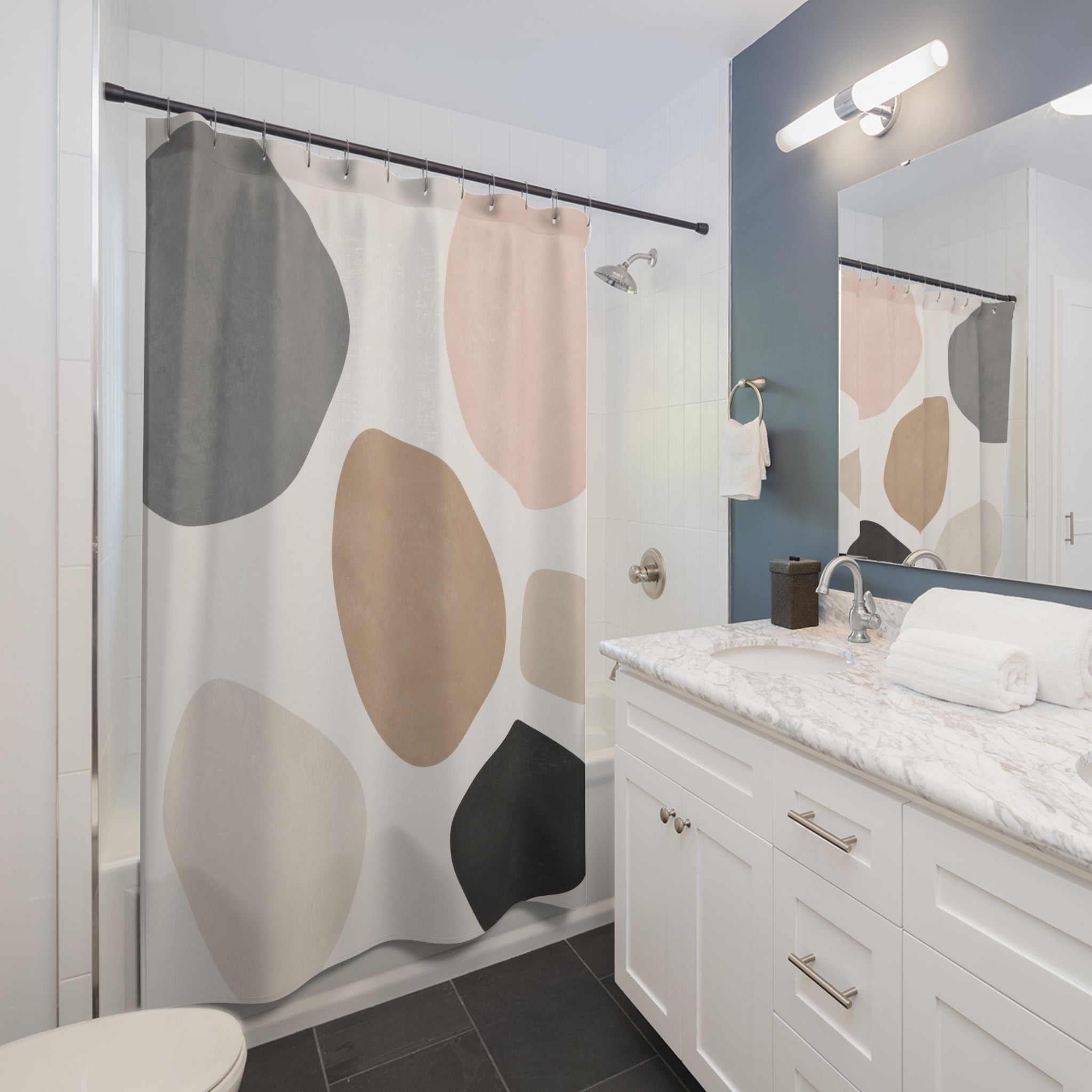 Organic Pebble Shape Shower Curtain