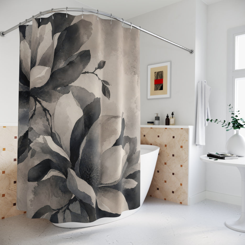 Black & Grey Magnolia Shower Curtain