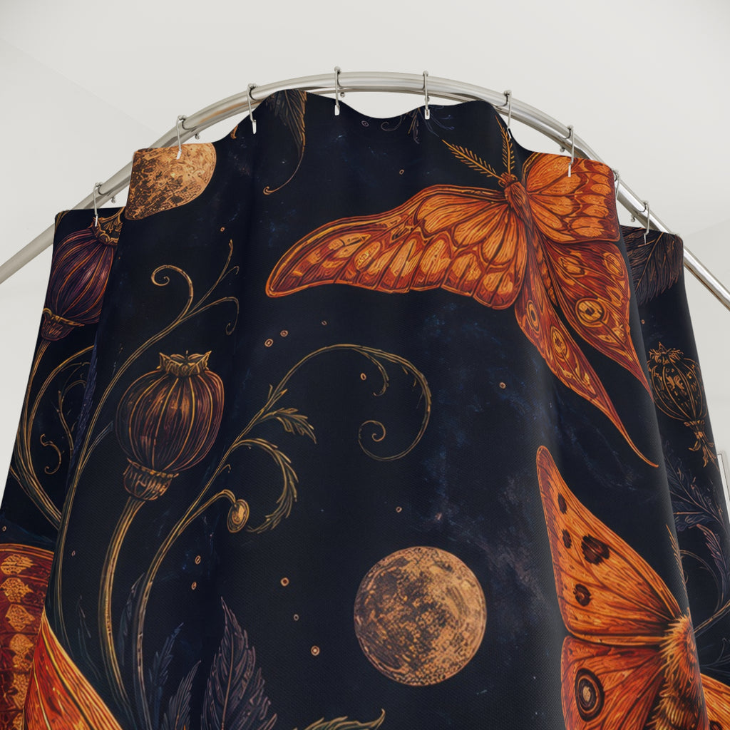 Ember Moth Orange Shower Curtain