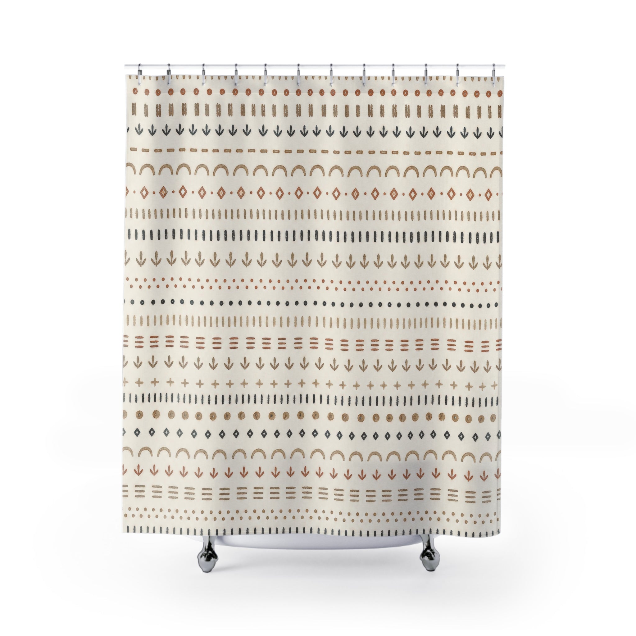 Neutral Geometric Shower Curtain