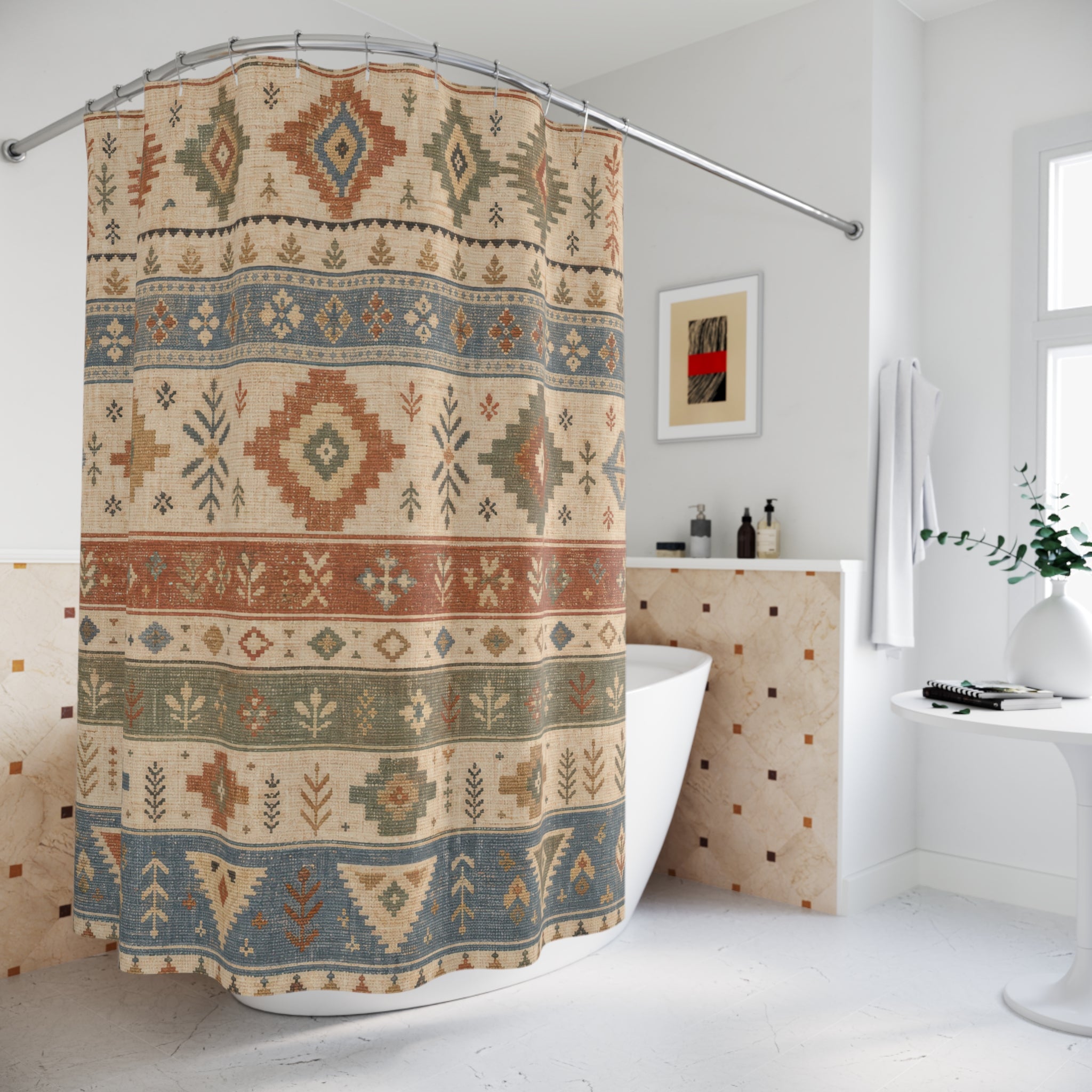 Southwestern Geometric Stripe Shower Curtain