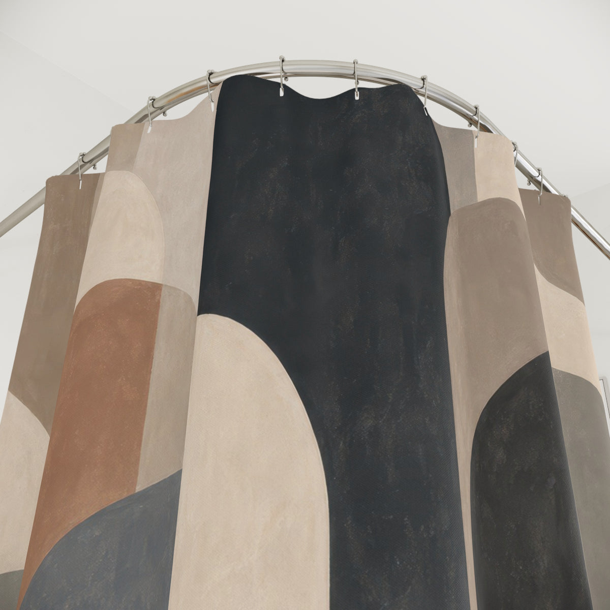 Black Beige Modern Arch Abstract Geometric Orange Gray Shower Curtain
