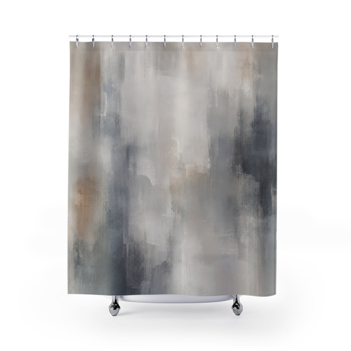 Gray White Abstract Brush Shower Curtain