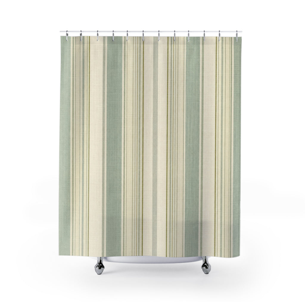 Mint Cream Vertical Stripe Shower Curtain