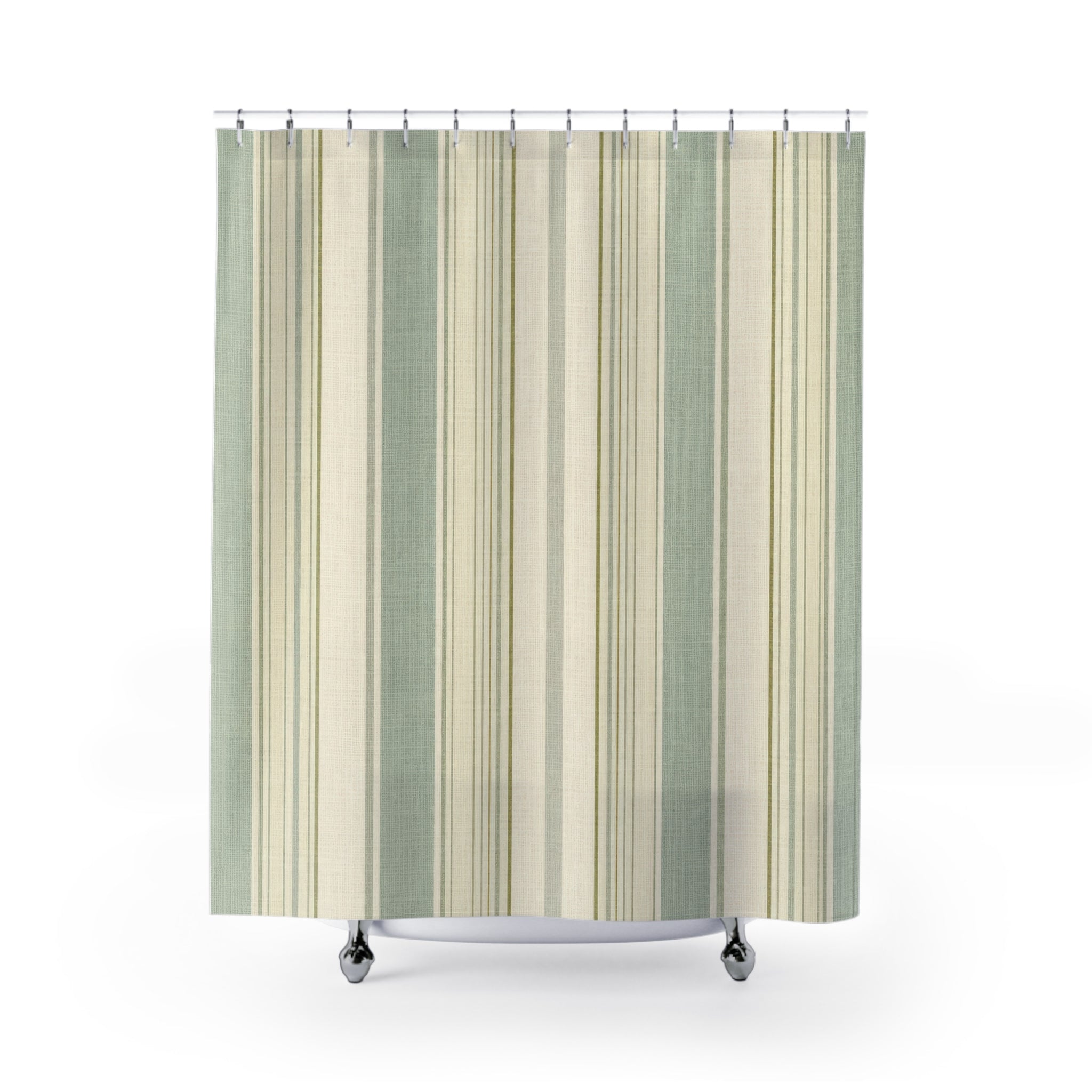 Mint Cream Vertical Stripe Shower Curtain