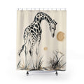 Black White Line Art Animal Shower Curtain