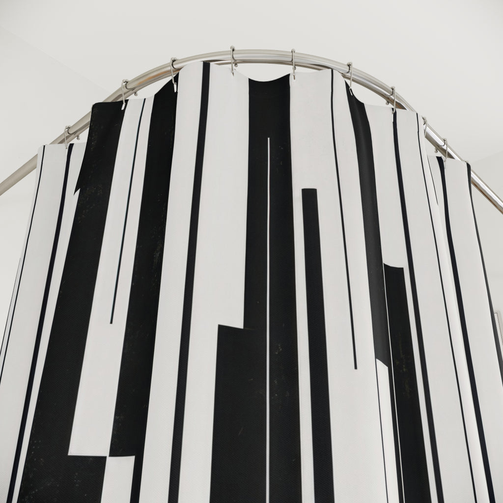 Black White Striped Shower Curtain