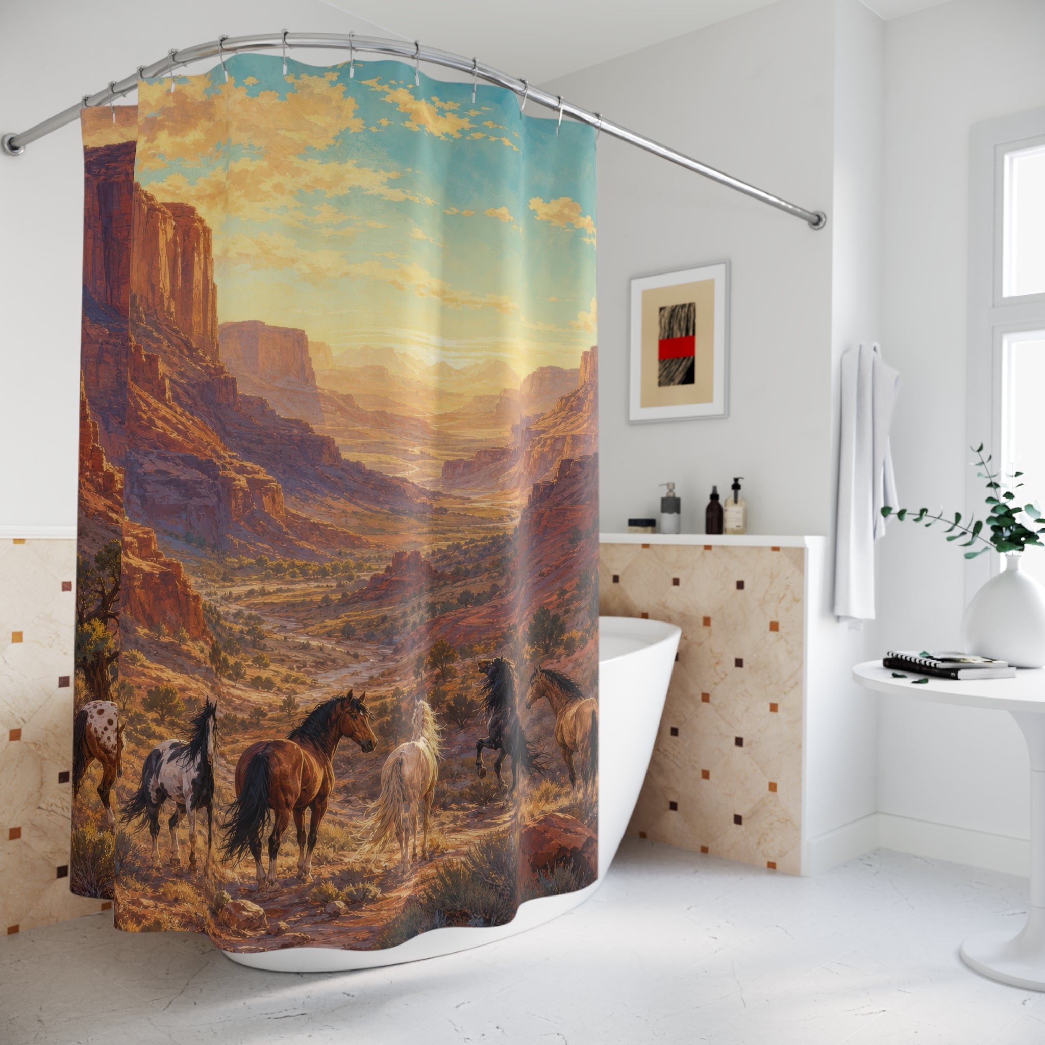 Copper Canyon Mustangs Western Shower Curtain