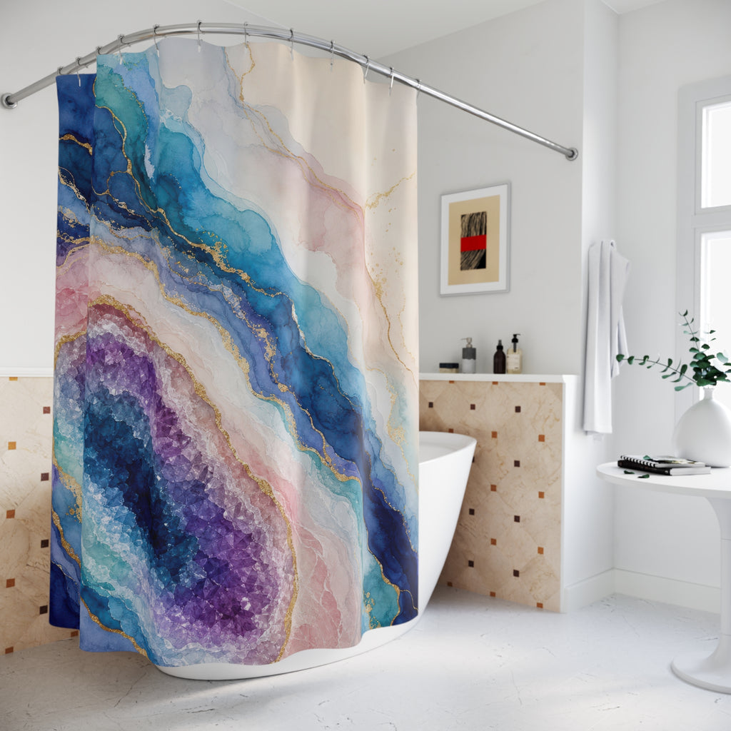 Aurora Geode Abstract Shower Curtain