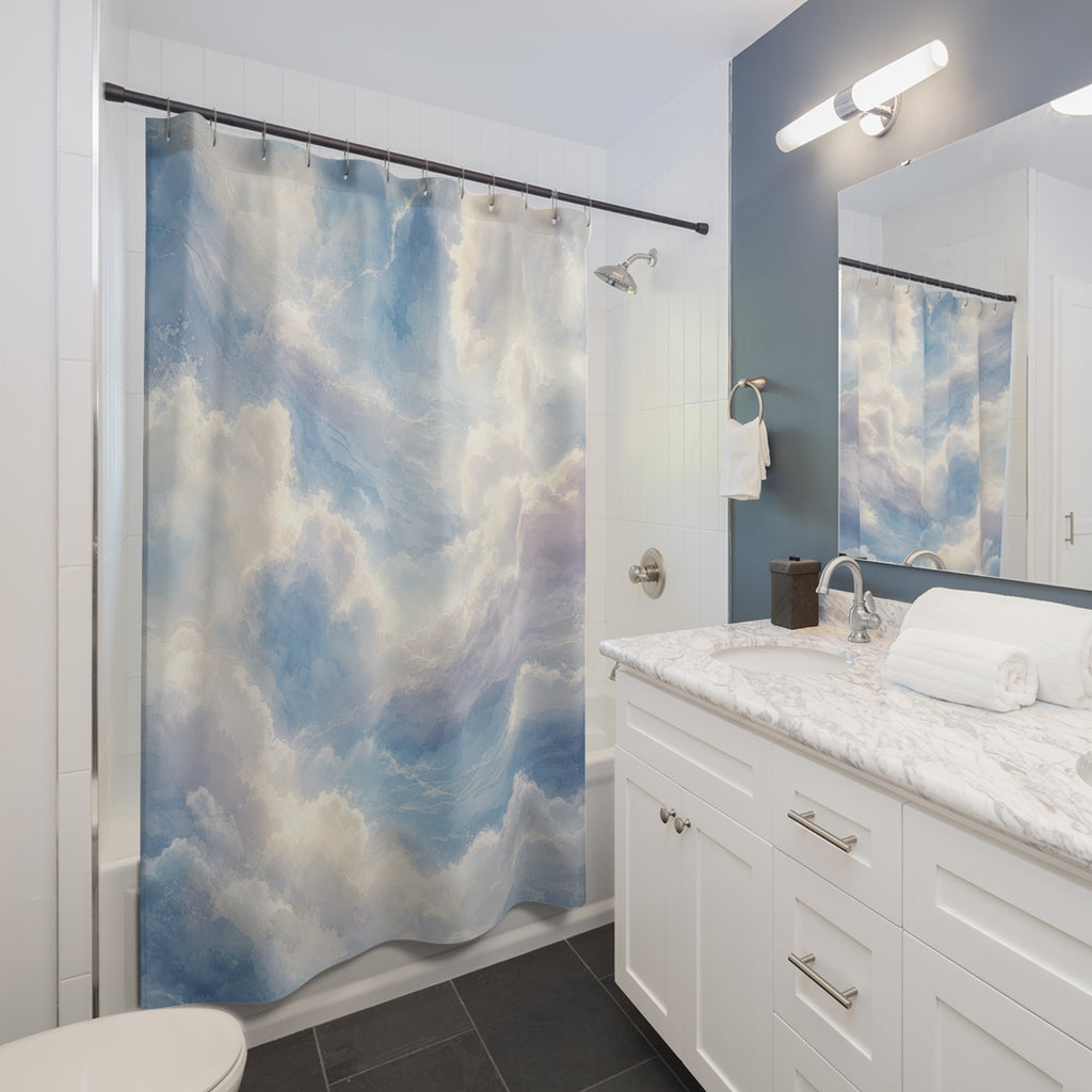 Cloud Shower Curtain: Soft Blue Sky Pattern