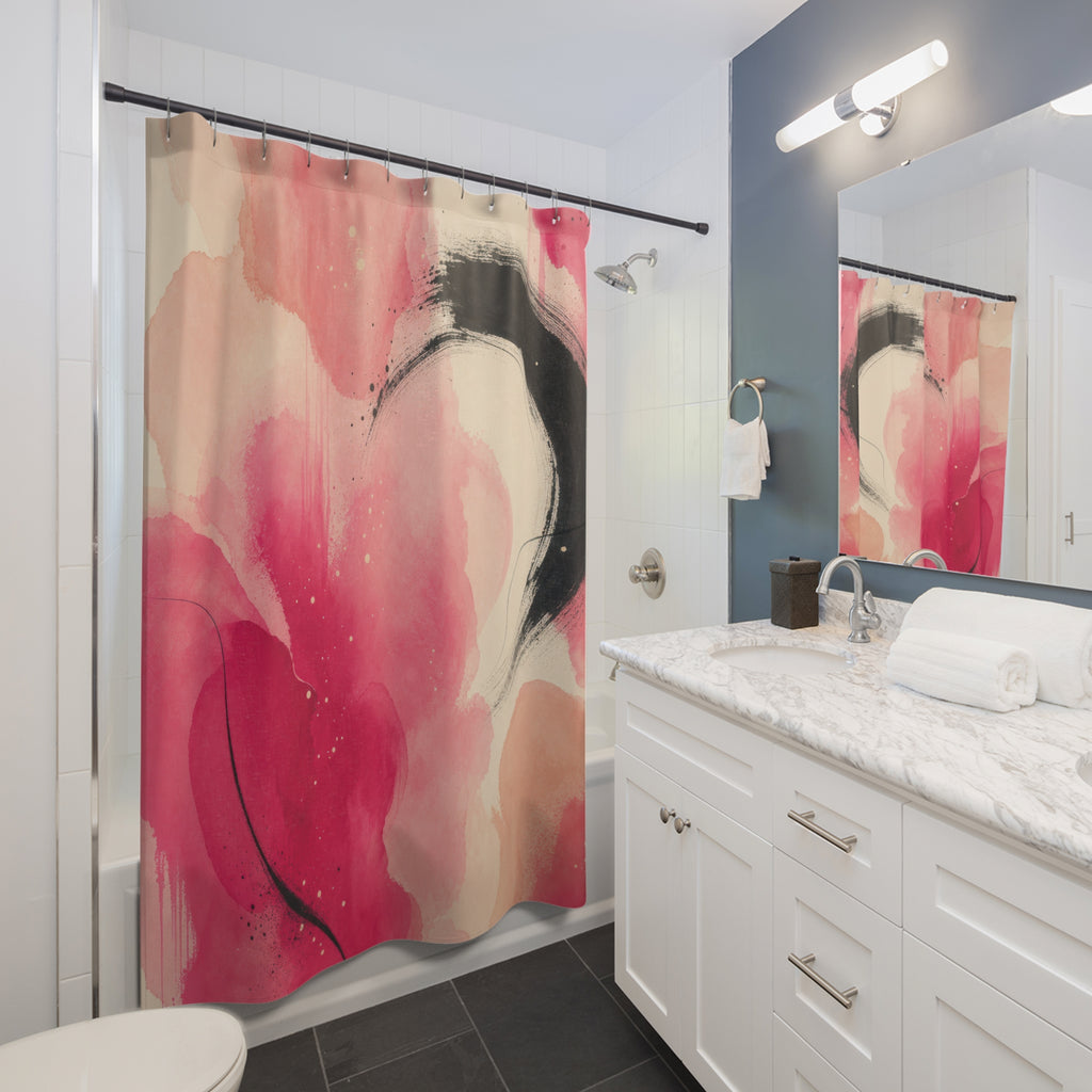 Hot Pink Watercolor Floral Shower Curtain