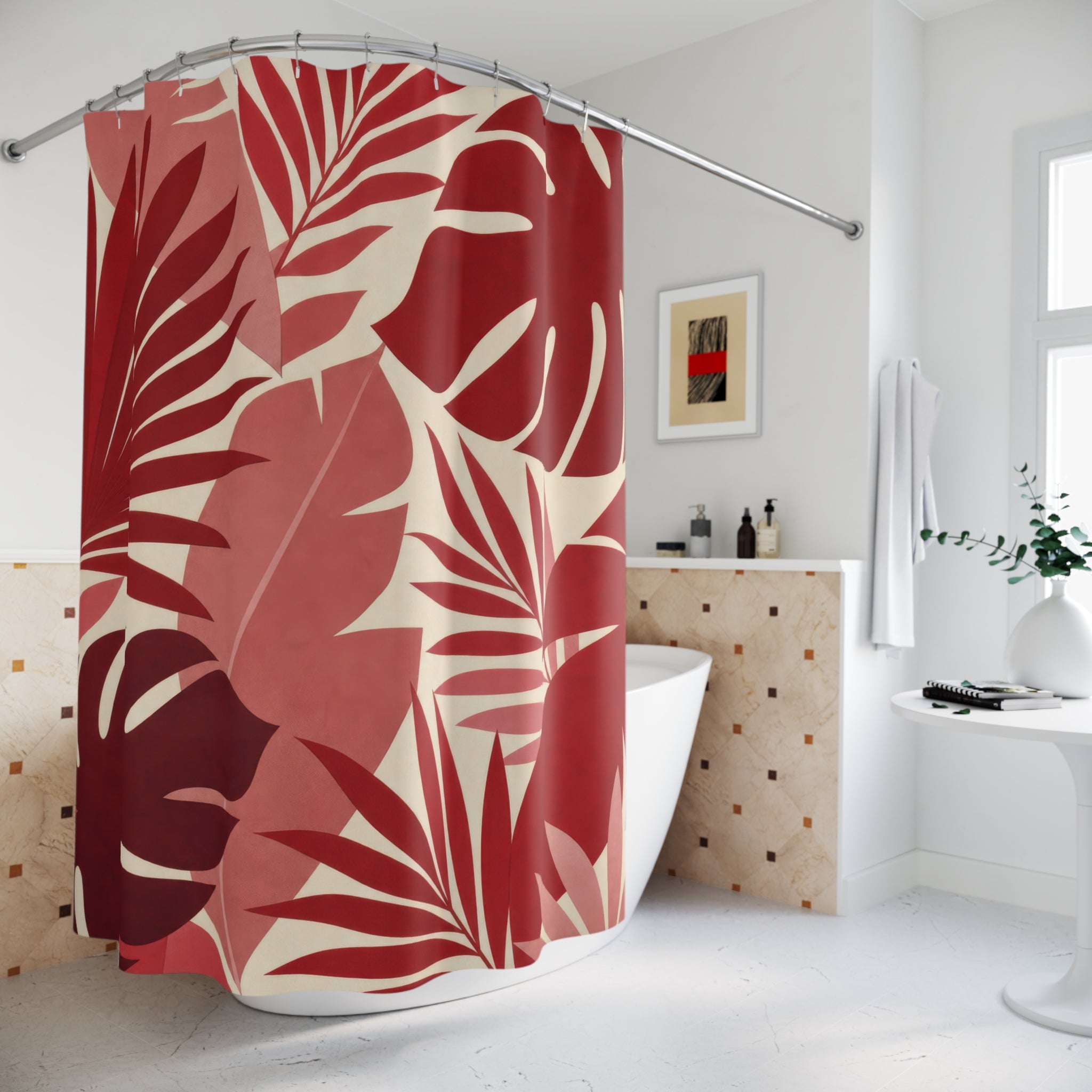 Red Tropical Shower Curtain