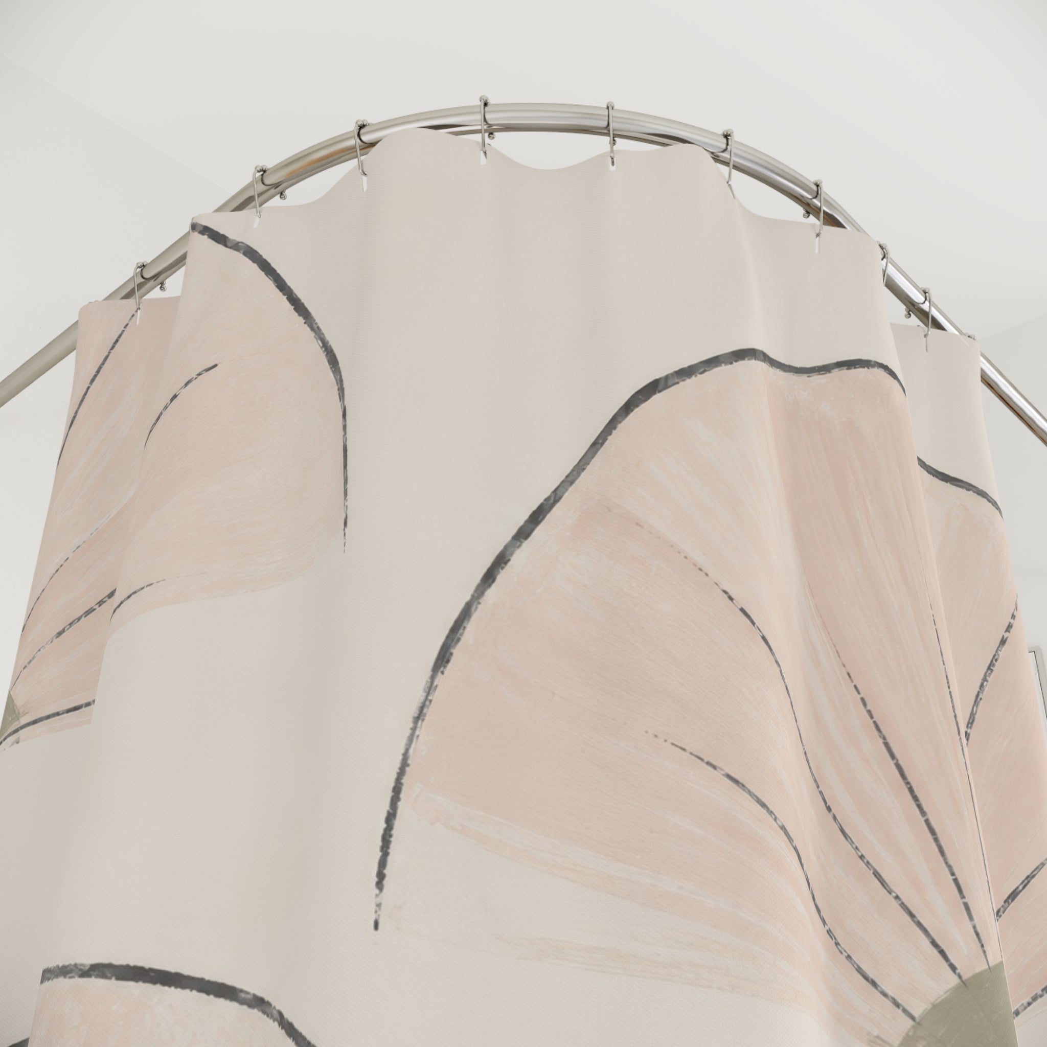 Blush Pink Fan Shape Shower Curtain