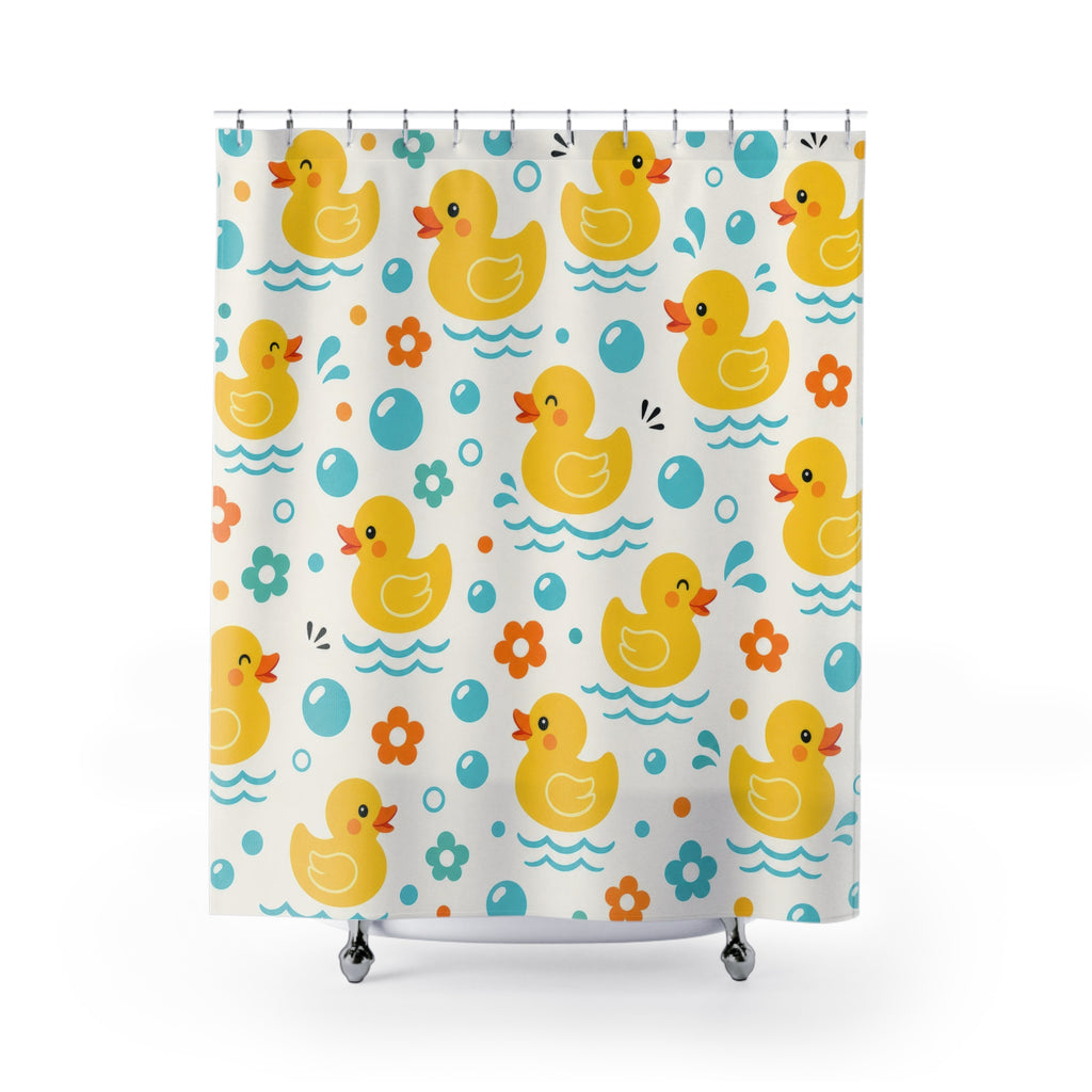 Yellow Rubber Duck Bubble Shower Curtain