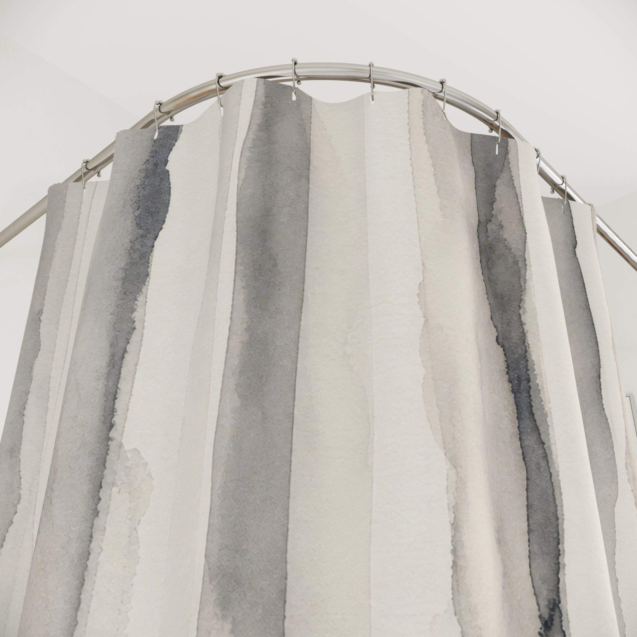 Soft Grey Watercolor Stripe Shower Curtain