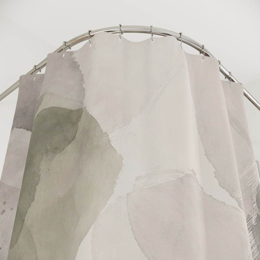 Black Beige Watercolor Stone Shower Curtain