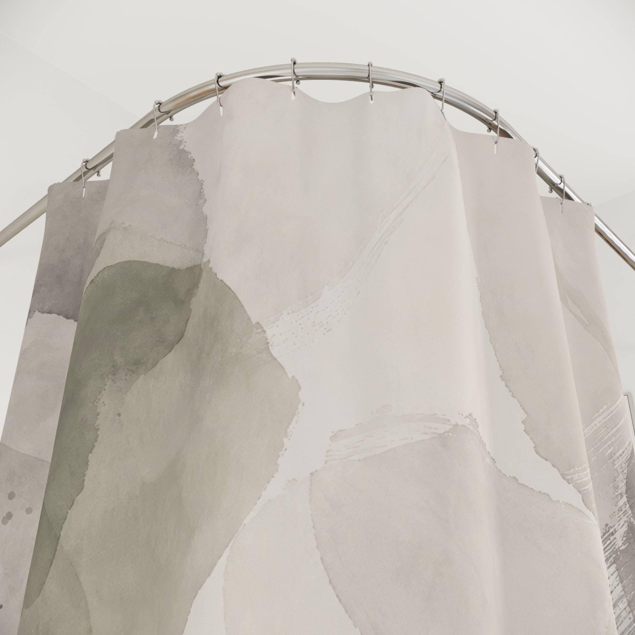 Black Beige Watercolor Stone Shower Curtain